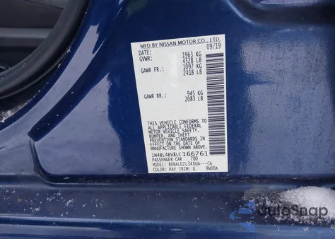 2020 Nissan Altima S Fwd z USA, uszkodzony, nr VIN 1N4BL4BV8LC166761